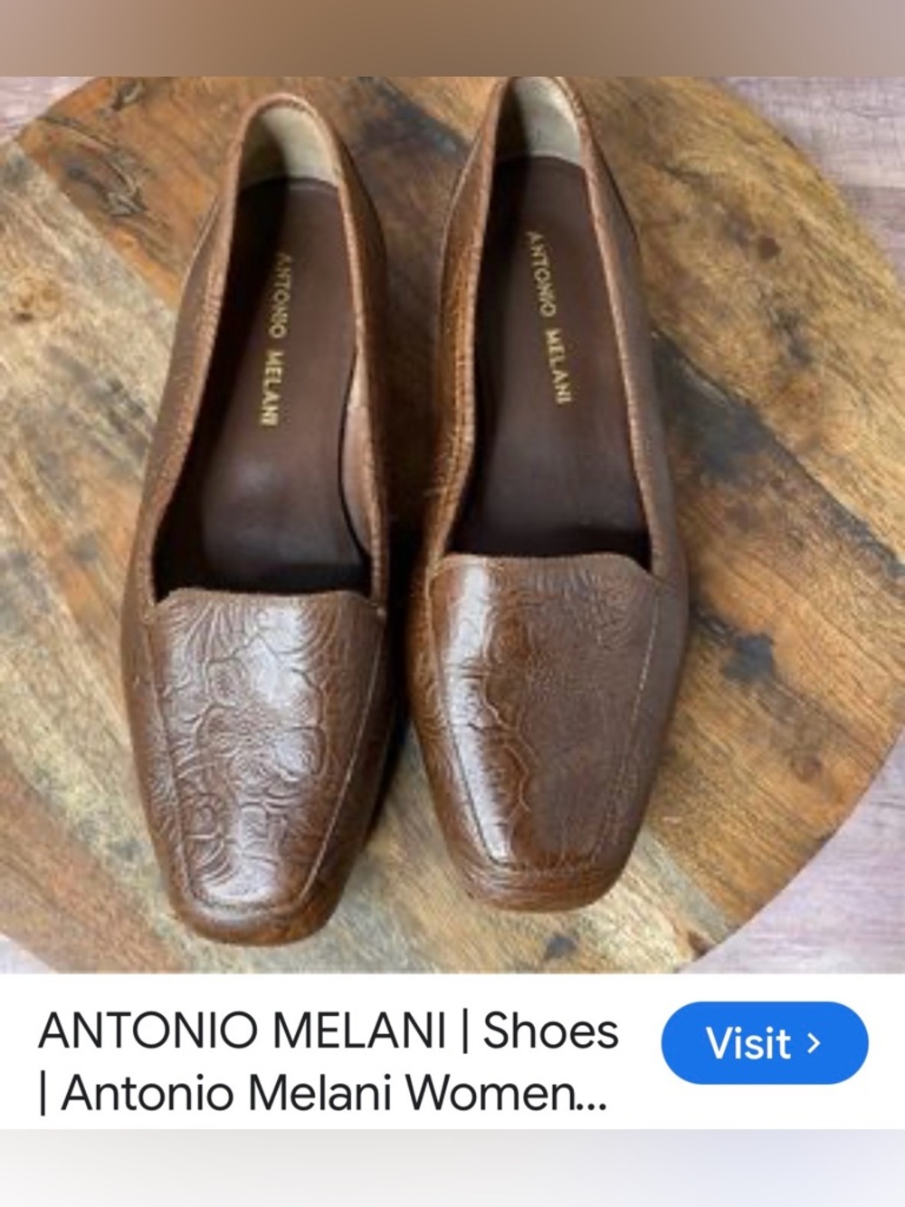 ANTONIO MELANI Brown Embossed Leather Slip-On Loafers